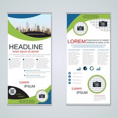 Modern roll-up business banners vector template 