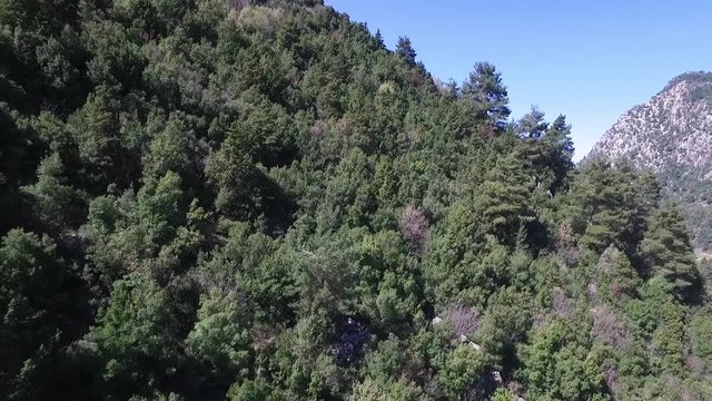 Aerial vieo of forests and mountains at Lassa, Mount Lebanon