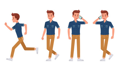 Obraz premium Man wear blue jeans shirt character vector design. no2