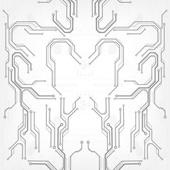 Circuit board grayscale tone futuristic digital technology communication system background template vector design. HUD element technology control panel texture illustration.