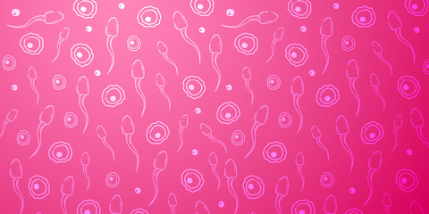 Medical and healthcare background with moving spermatozoons and female egg. Hand draw sketch background.