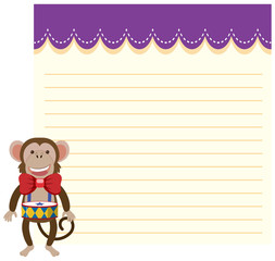 Circus monkey on note template