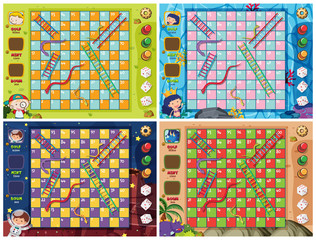 Set of snake ladder game template © brgfx