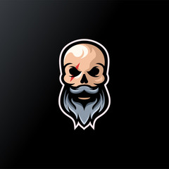 skull beard logo design ready to use