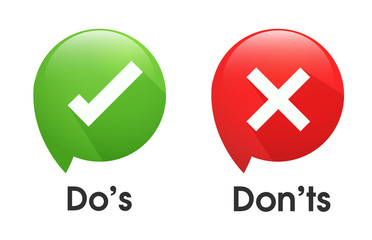 Obraz premium Do's and Don'ts symbols accept rejected for evaluation. Vector Simple and modern style.
