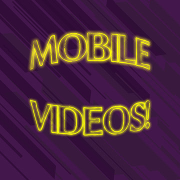 Writing note showing Mobile Videos. Business concept for electronic media which is viewed or used on mobile phones Seamless Diagonal Violet Stripe Paint Slanting Line Repeat Pattern