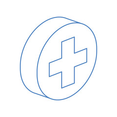circle isometric with cross isolated icon