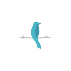 bird sit in branch of tree vector logo design