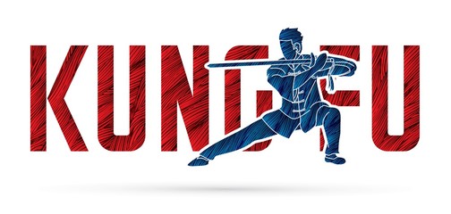 Kung Fu action designed with text , Font Kung fu graphic vector