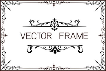 Gold photo frame with Thai style border, line corners. Decoration wood style vector design pattern floral for picture frame