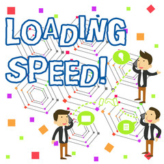Handwriting text writing Loading Speed. Conceptual photo time takes to download and display the content of a web page Businessmen Coworkers Conference Call Conversation Discussion Mobile Phones