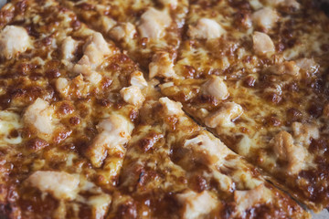 Pizza texture pattern background. Pizza delivery with pizza box banner ad or cover background for your project.