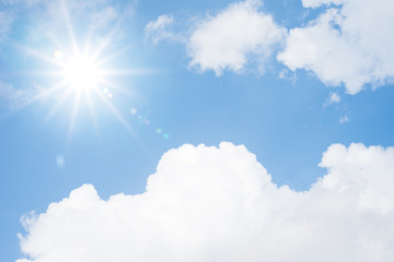 Naklejka na ściany i meble Blue sky cloud sun light background hot high temperature summer day
