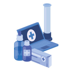 laptop and laboratory instruments isolated icon