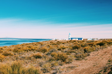 Fototapeta na wymiar Lake and Lighthouse in San Rafael in province of Mendoza, Argentina