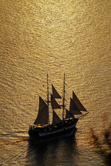 old ship at sunset
