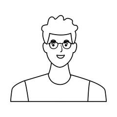 man avatar cartoon character in black and white vector illustration