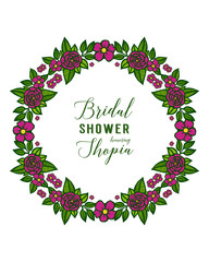 Vector illustration various crowd of rose flower frame for greeting card bridal shower