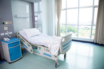 Recovery Room with beds and comfortable medical. Interior of an empty hospital room. - Powered by Adobe