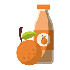 Orange juice bottle with fruit
