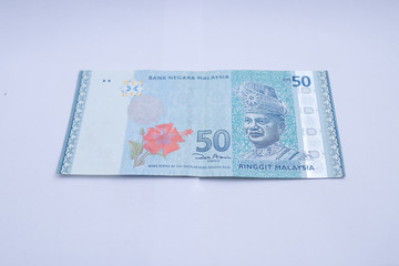 50 ringgits bank note. Ringgit is the national currency of Malaysia