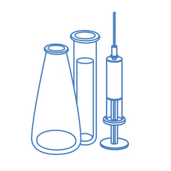 laboratory instruments with medicines in white background