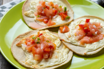Mexican open faced quesadillas with 