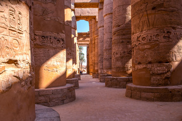 Famous Karnak temple complex of Amon Ra in Luxor - obrazy, fototapety, plakaty