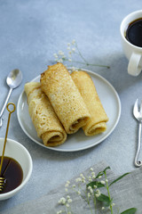 homemade thin pancakes for breakfast