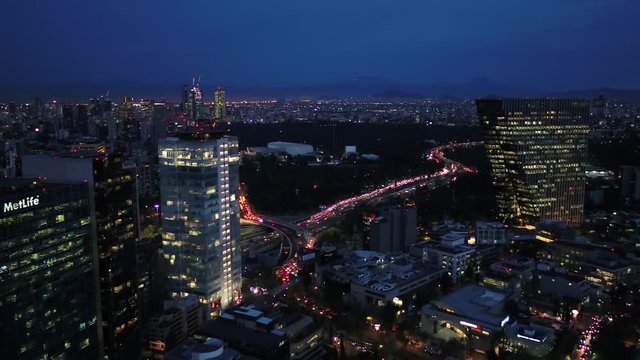 Traffic Night in Mexico City Reforma and Periferico Avenue