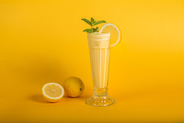 glass of lemon juice with mint 