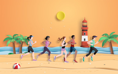 runner are running on the beach