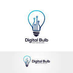 tech lightbulb logo designs concept, creative icon symbol technology logo, bulb logo designs