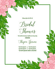 Vector illustration crowd of pink flower frames for writing bridal shower