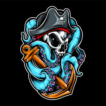 pirate skull octopus
