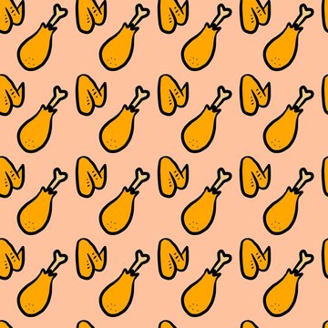 seamless pattern background of Chicken Drumstick and wing