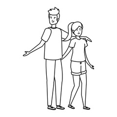 young couple avatars characters