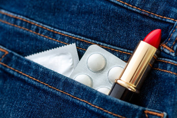 Condom for safe, protected sex. Protection and the prevention of venereal diseases and sexually...