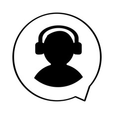 Isolated user avatar icon with headphones - Vector