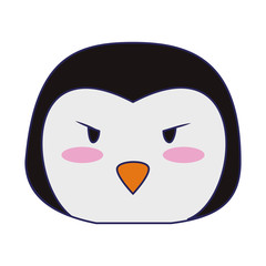 Cute penguin animal cartoon blue lines