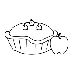 Thanksgiving day food cartoons isolated in black and white