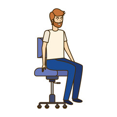 man with sitting in office chair avatar character