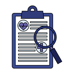 medical order with magnifying glass