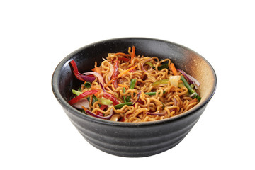 vegetables noodle white background