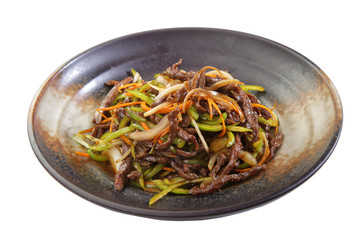 beef and vegetable sliced asian food