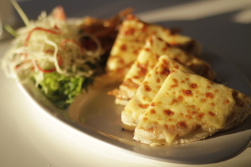 flat bread baked on a griddle toast turkish style street food cuisine with side dishes