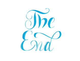 The End - blue hand lettering isolated on white background