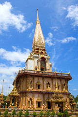 Fototapeta na wymiar Pagoda at Wat Chalong Temple in Phuket, Thailand.
