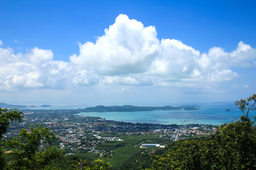 Fototapeta na wymiar Phuket View Point to see ocean view of Phuket ,Thailand.