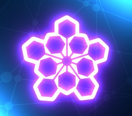 Hexagon sign template. Anstract geometry shape. 3D rendering